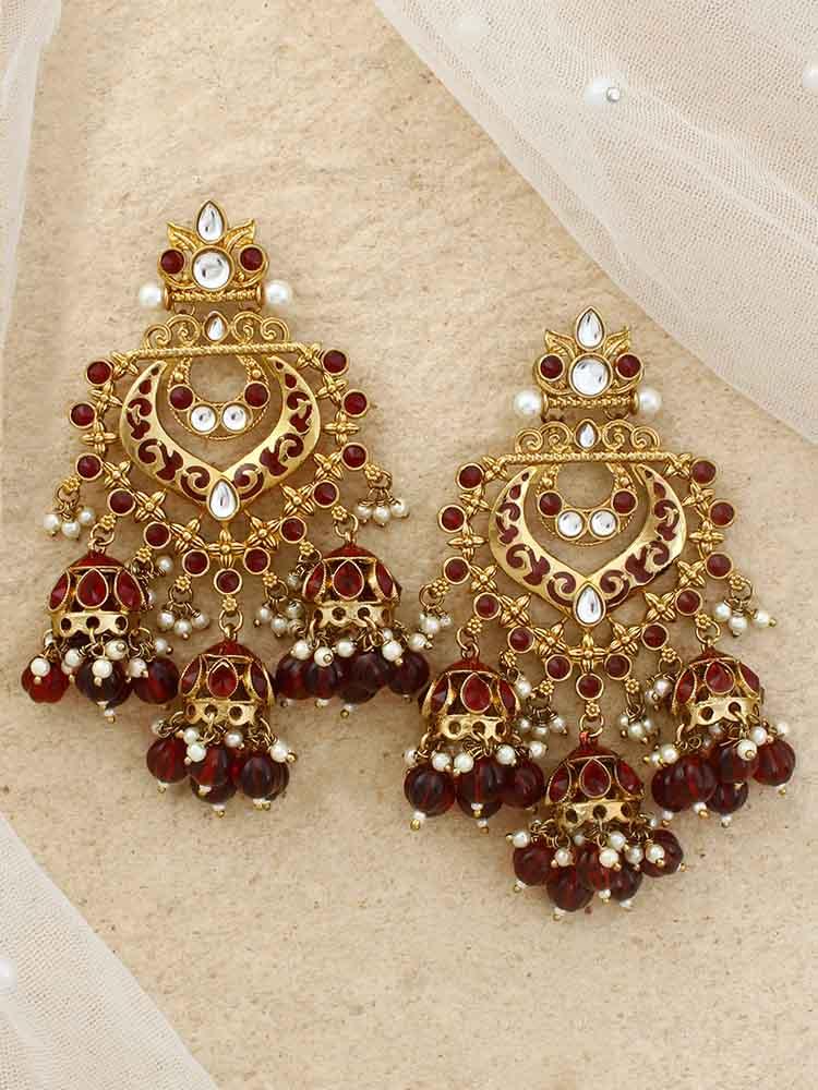 Maroon Nityanta Jhumkis - Bling Bag