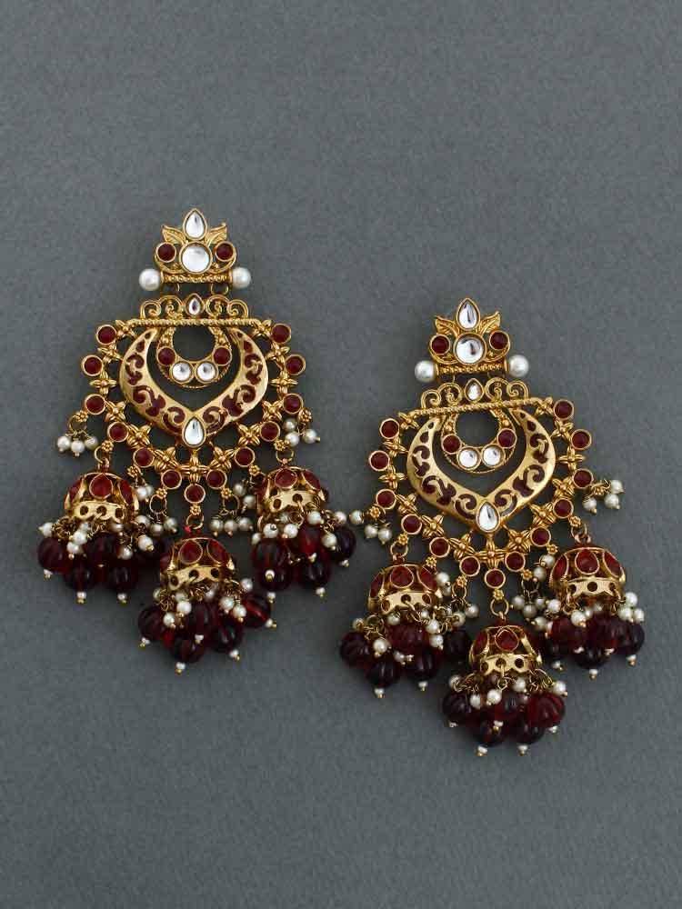 Maroon Nityanta Jhumkis - Bling Bag