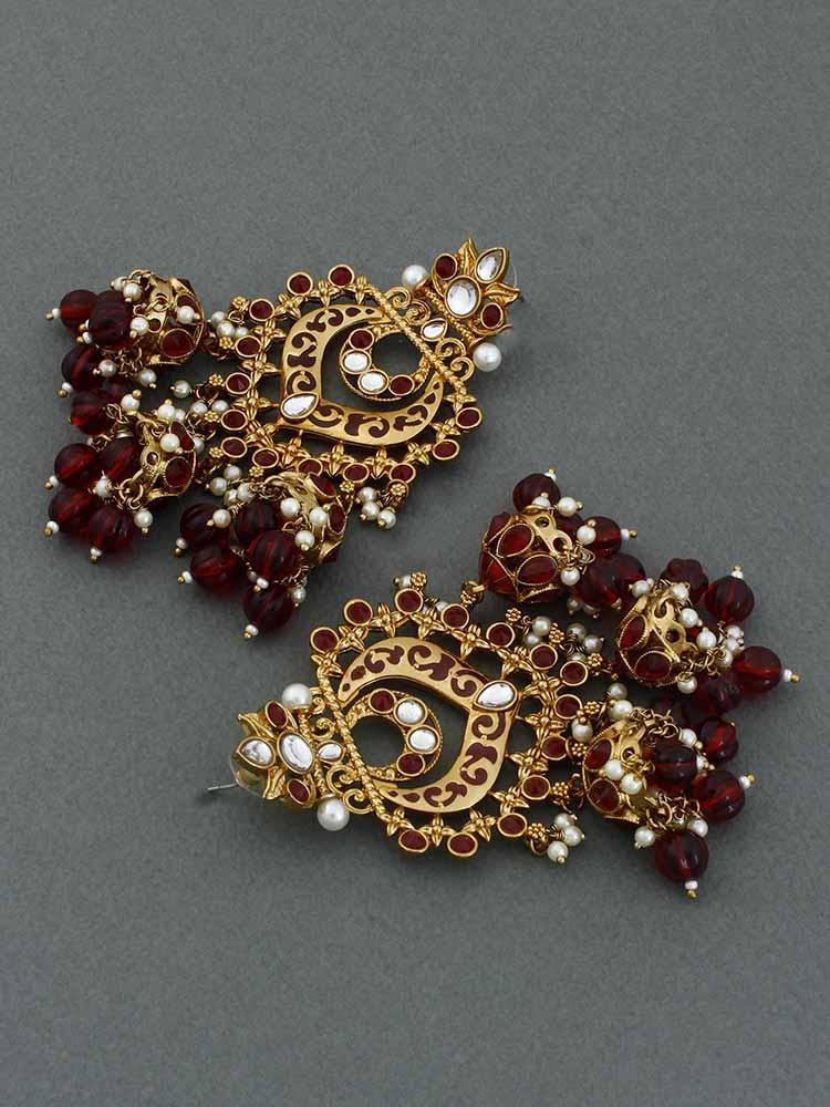 Maroon Nityanta Jhumkis - Bling Bag