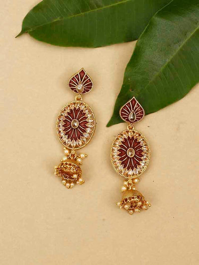 earrings - Bling Bag Maroon Noor Jhumki Earrings