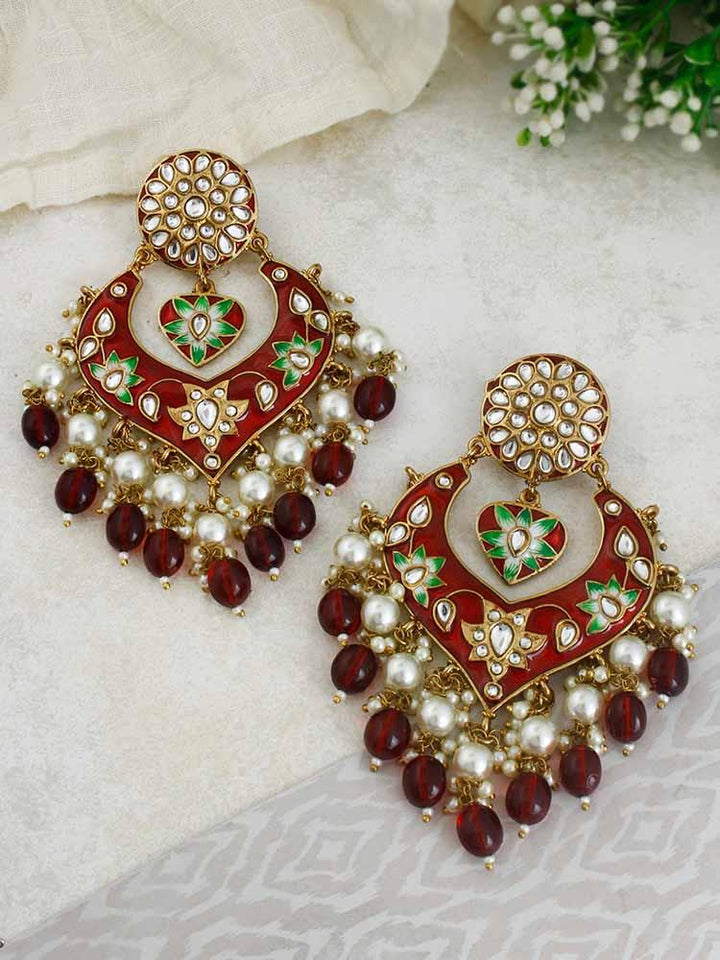 Maroon Roohi Designer Earrings - Bling Bag