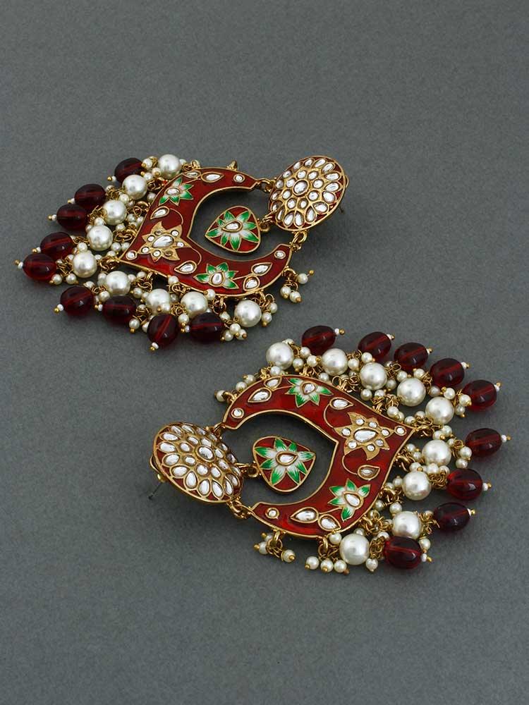 Maroon Roohi Designer Earrings - Bling Bag
