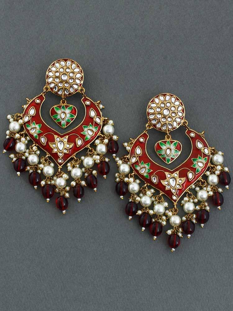 Maroon Roohi Designer Earrings - Bling Bag