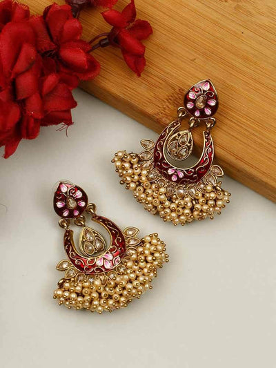 earrings - Bling Bag Maroon Vilas Chaandbali Earrings