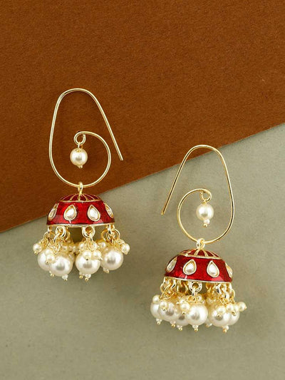 earrings - Bling Bag Maroon Viveka Designer Jhumkis