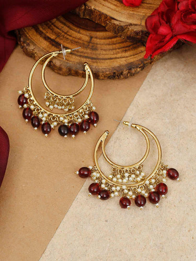 earrings - Bling Bag Maroon Warhi Designer Hoops
