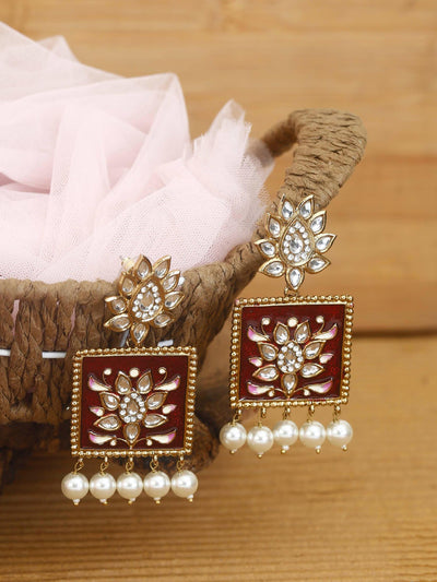 earrings - Bling Bag Maroon Kalavati Designer Earrings
