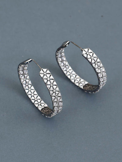 earrings - Bling Bag Mega Silver Daleyza Zirconia Hoops