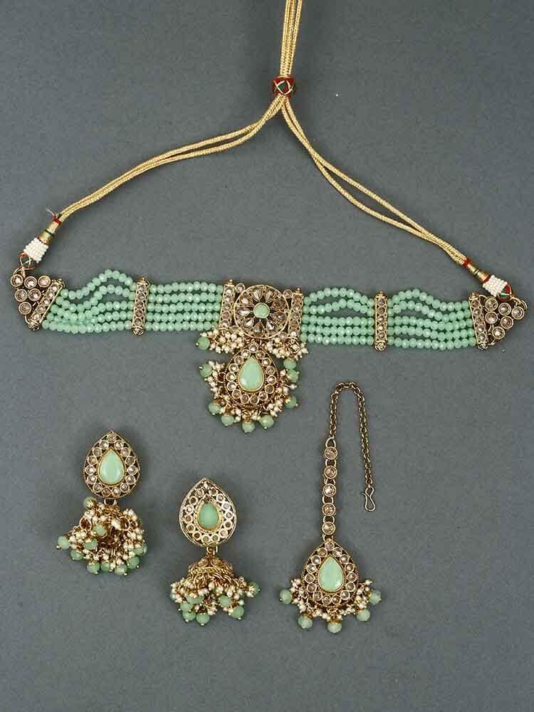 necklace sets - Bling Bag Mint Bhairavi Necklace Sets