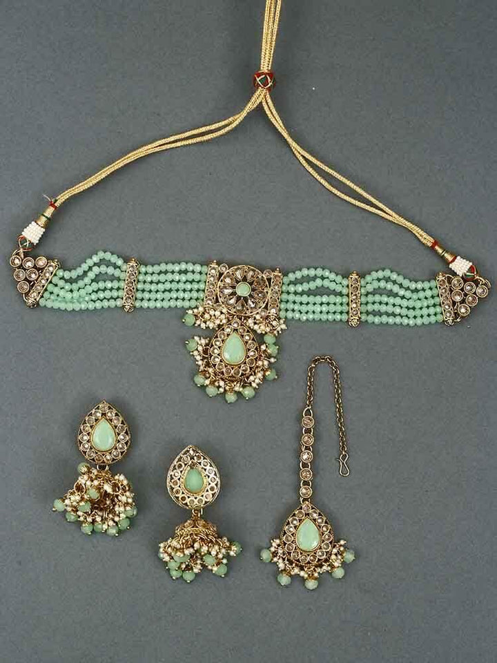 necklace sets - Bling Bag Mint Bhairavi Necklace Sets