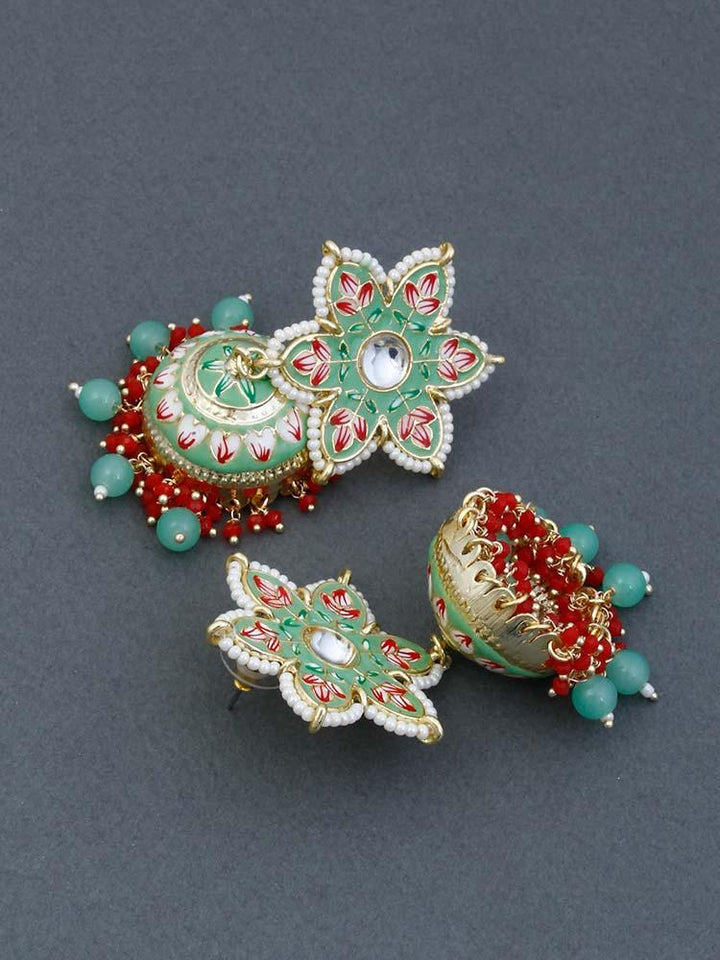 Mint Lata jhumkis - Bling Bag