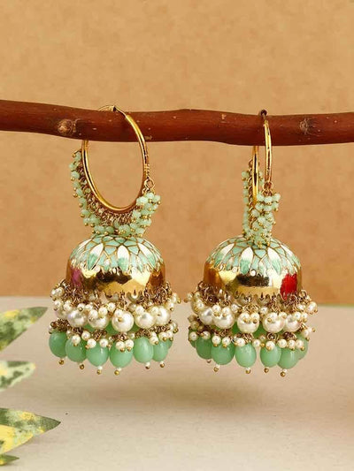 earrings - Bling Bag Mint Rajamani Hoop Jhumki