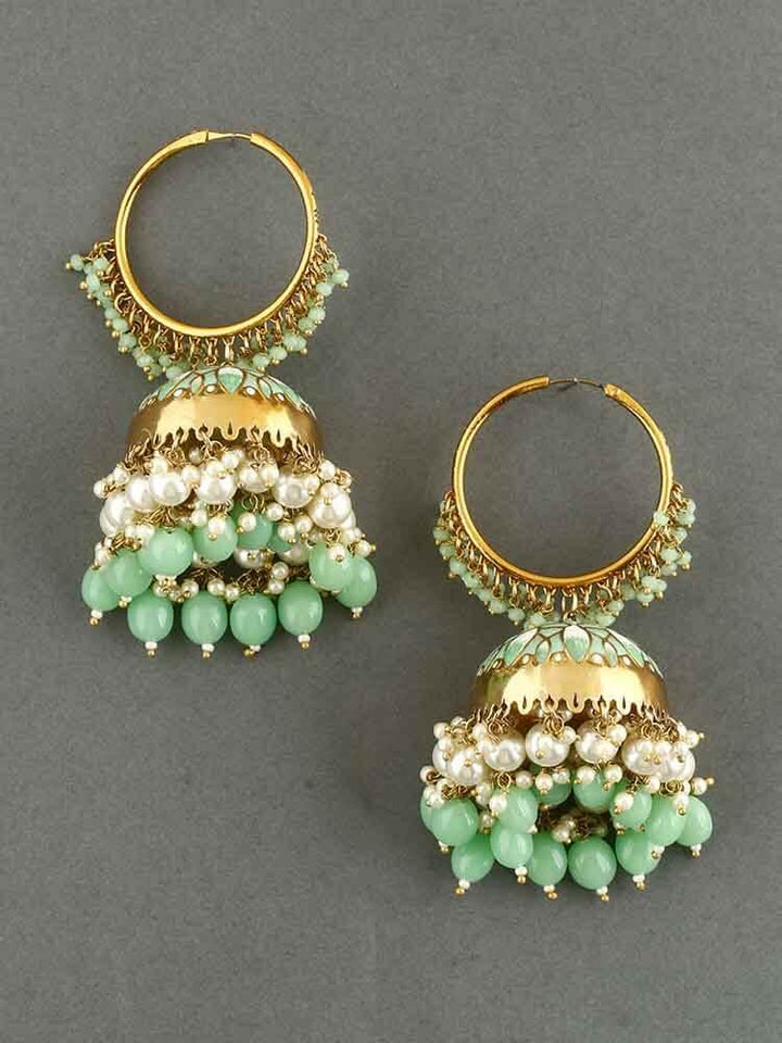 earrings - Bling Bag Mint Rajamani Hoop Jhumki