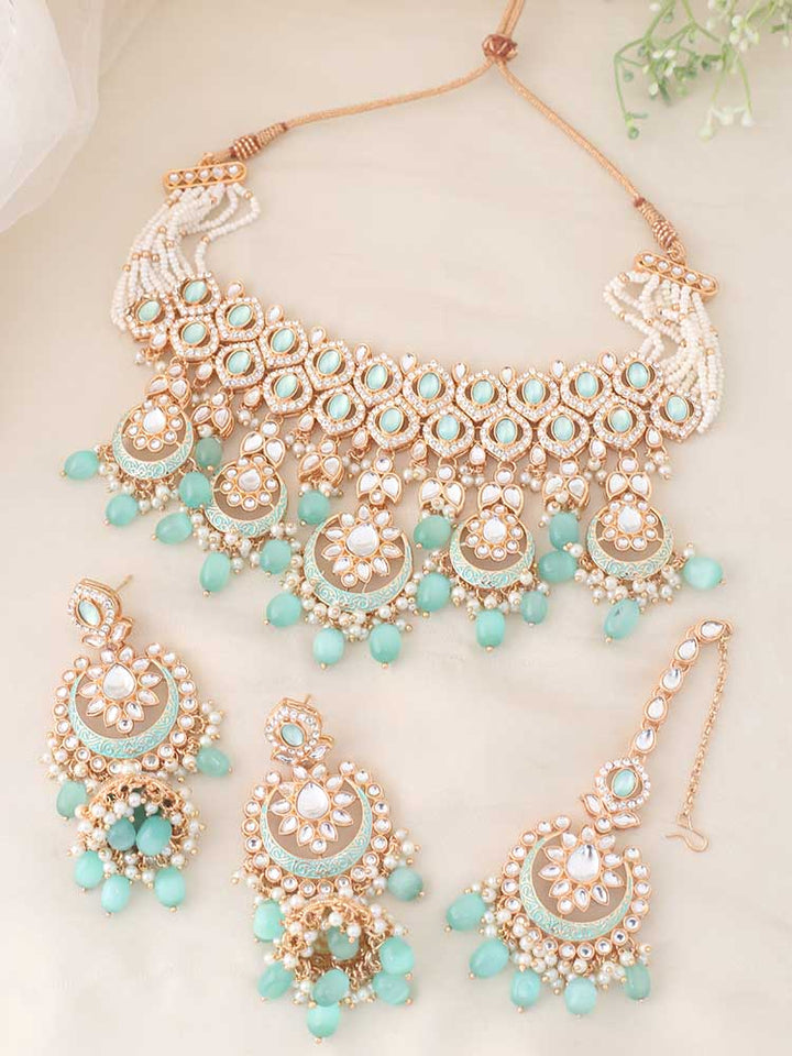 Mint  Rithya Kundan Jewellery Set - EOSS
