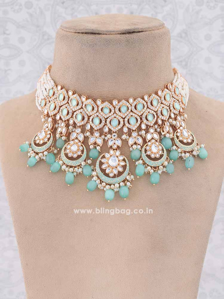 Mint  Rithya Kundan Jewellery Set - EOSS