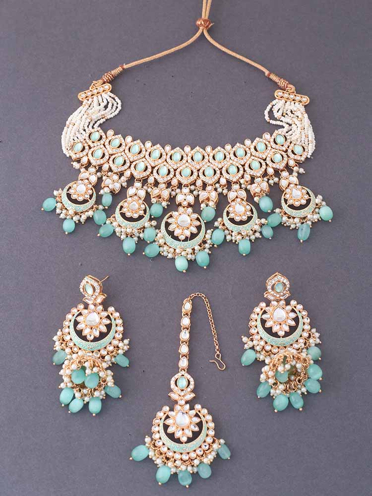 Mint  Rithya Kundan Jewellery Set - EOSS