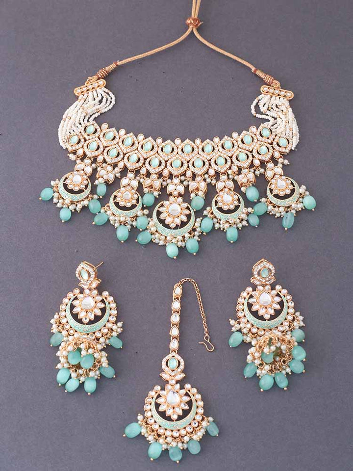 Mint  Rithya Kundan Jewellery Set - EOSS