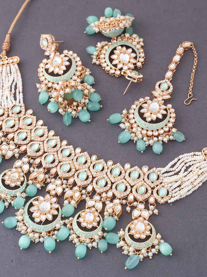 Mint  Rithya Kundan Jewellery Set - EOSS