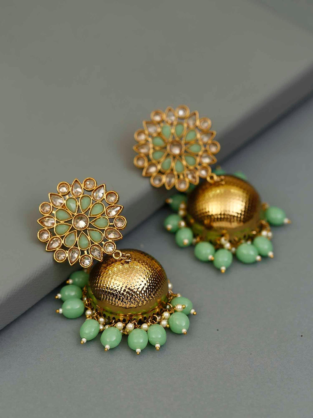 earrings - Bling Bag Mint Purva Designer Jhumkis