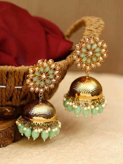 earrings - Bling Bag Mint Purva Designer Jhumkis