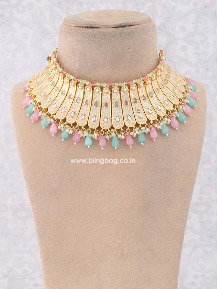 Multicolor Yukta Hasli Kundan Jewellery Set