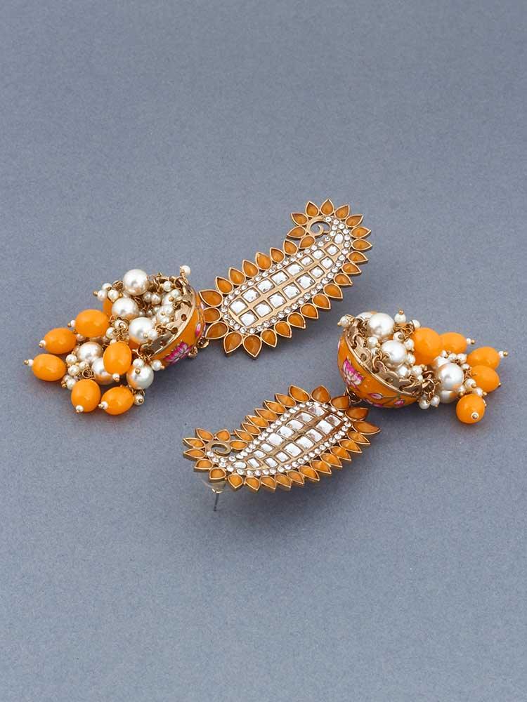 Mustard Kaashi Jhumkis - Bling Bag