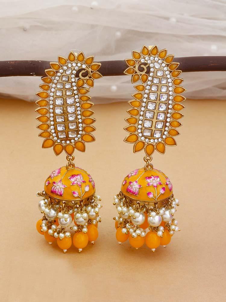 Mustard Kaashi Jhumkis - Bling Bag