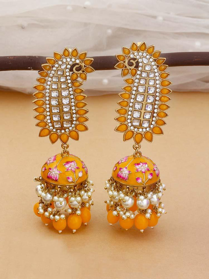 Mustard Kaashi Jhumkis - Bling Bag