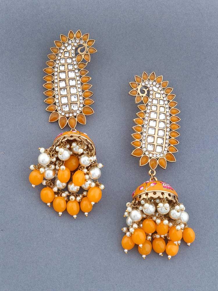 Mustard Kaashi Jhumkis - Bling Bag