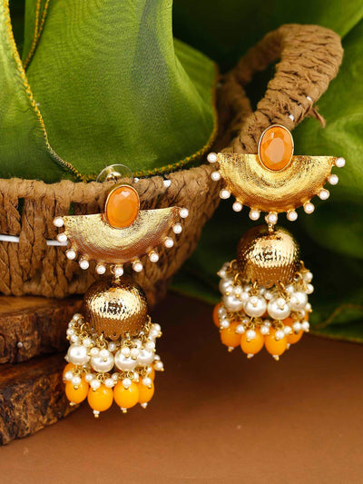 earrings - Bling Bag Mustard Kavach Jhumki Earings