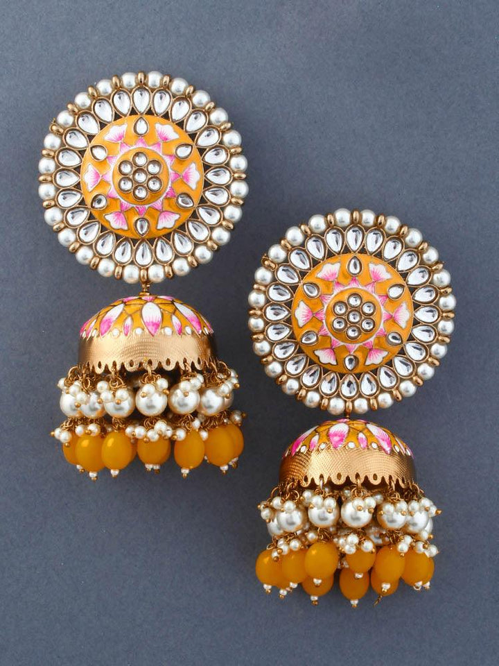 Mustard Kritika Jhumkis - Bling Bag