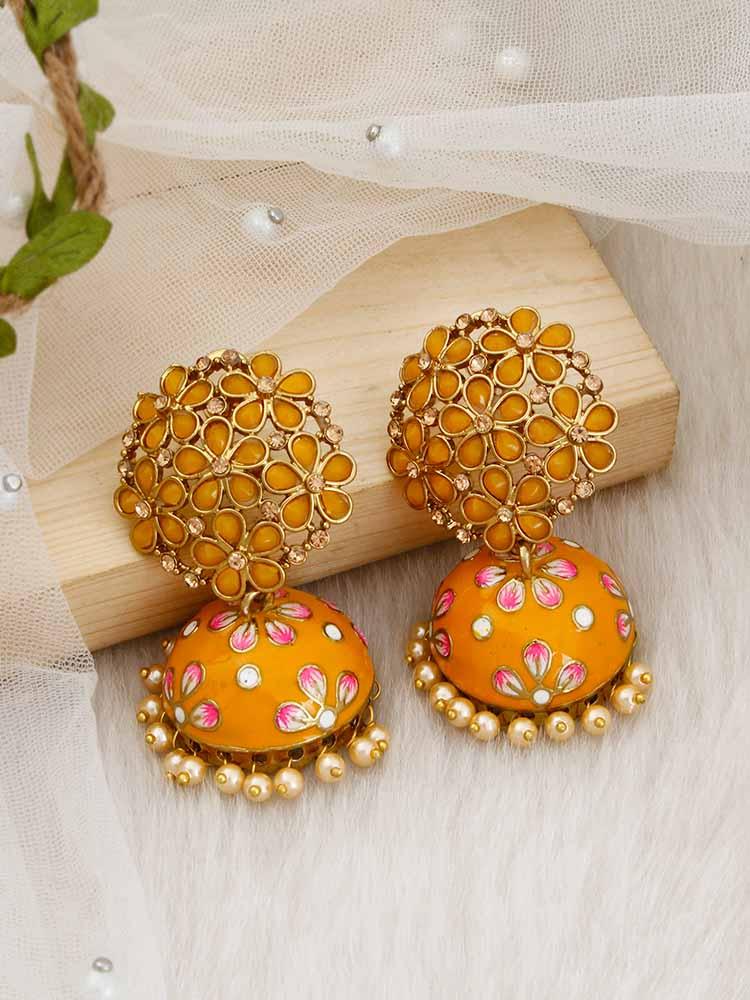 Mustard Pashaan Jhumkis - Bling Bag