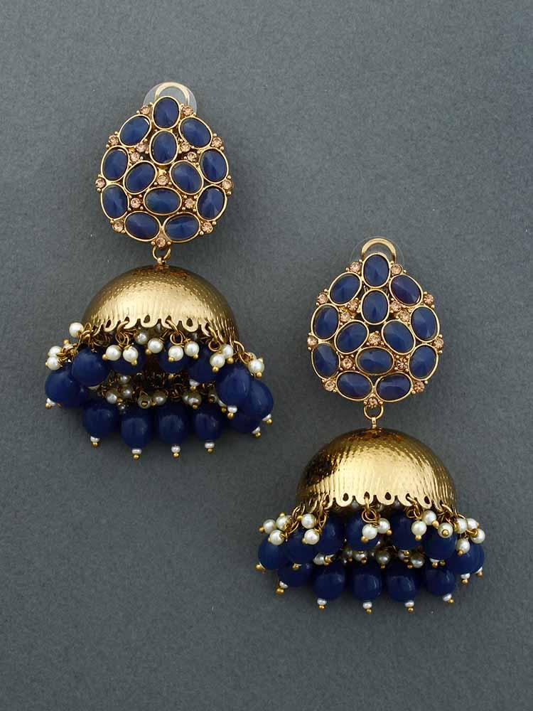 Navy Bubble Jhumkis - Bling Bag