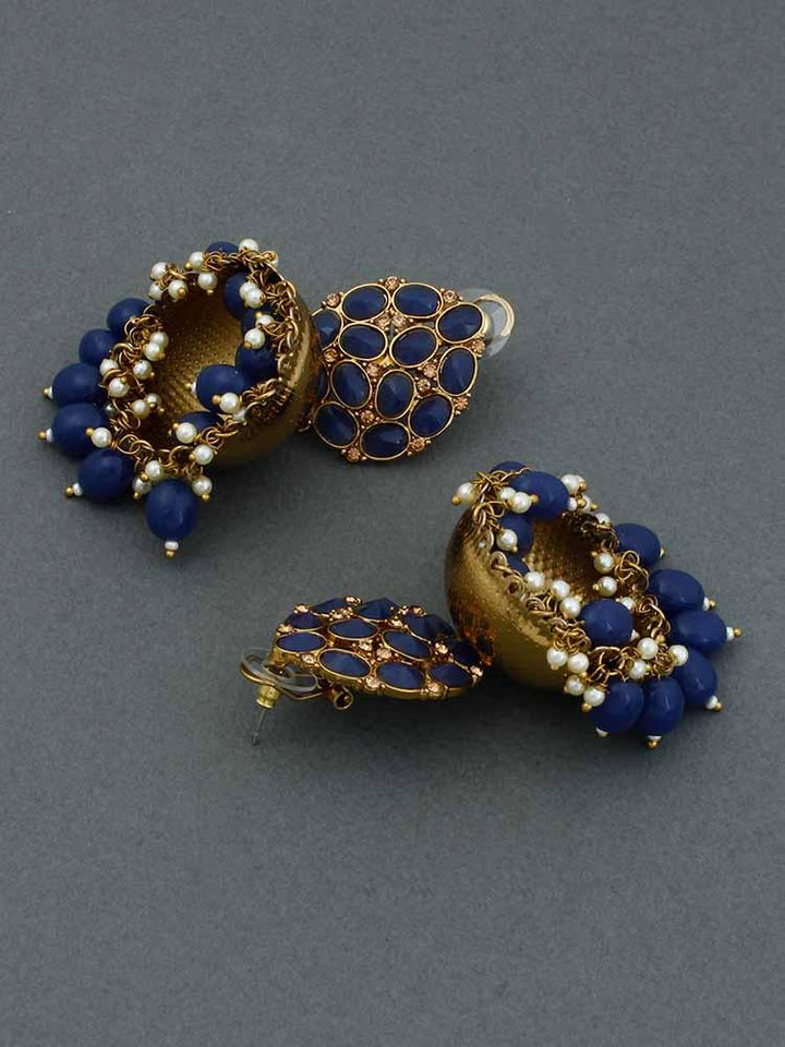 Navy Bubble Jhumkis - Bling Bag