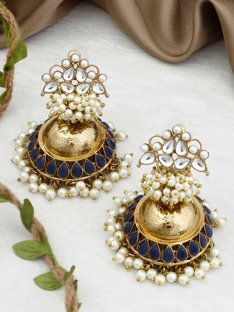 Navy Hastha Jhumkis - Bling Bag