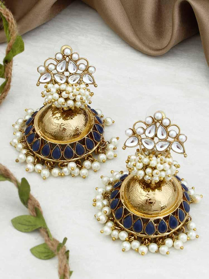 Navy Hastha Jhumkis - Bling Bag