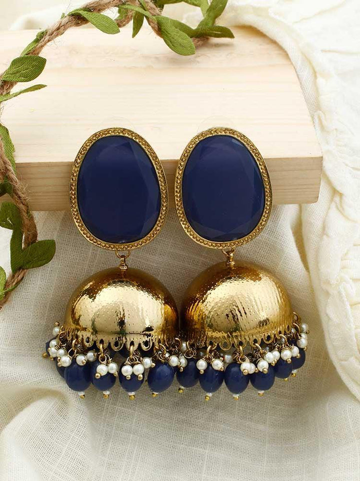 Navy Magna Shesha Jhumkis - Bling Bag