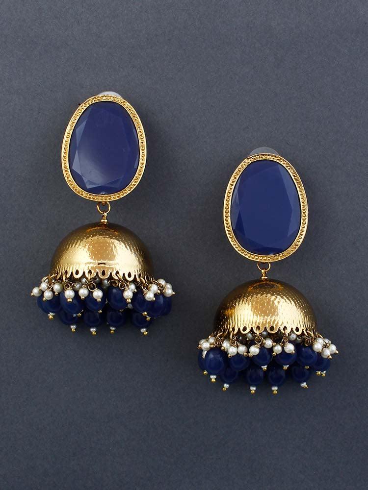Navy Magna Shesha Jhumkis - Bling Bag