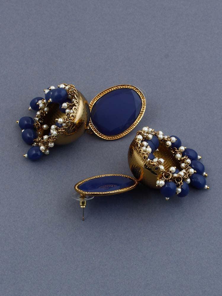 Navy Magna Shesha Jhumkis - Bling Bag