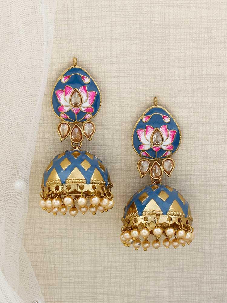 Navy Rudra Jhumkis - Bling Bag