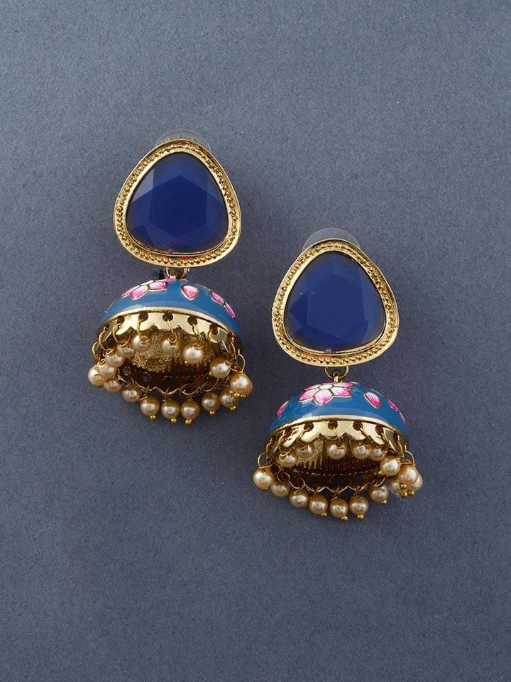 Navy Shesha Meenakari Jhumkis - Bling Bag