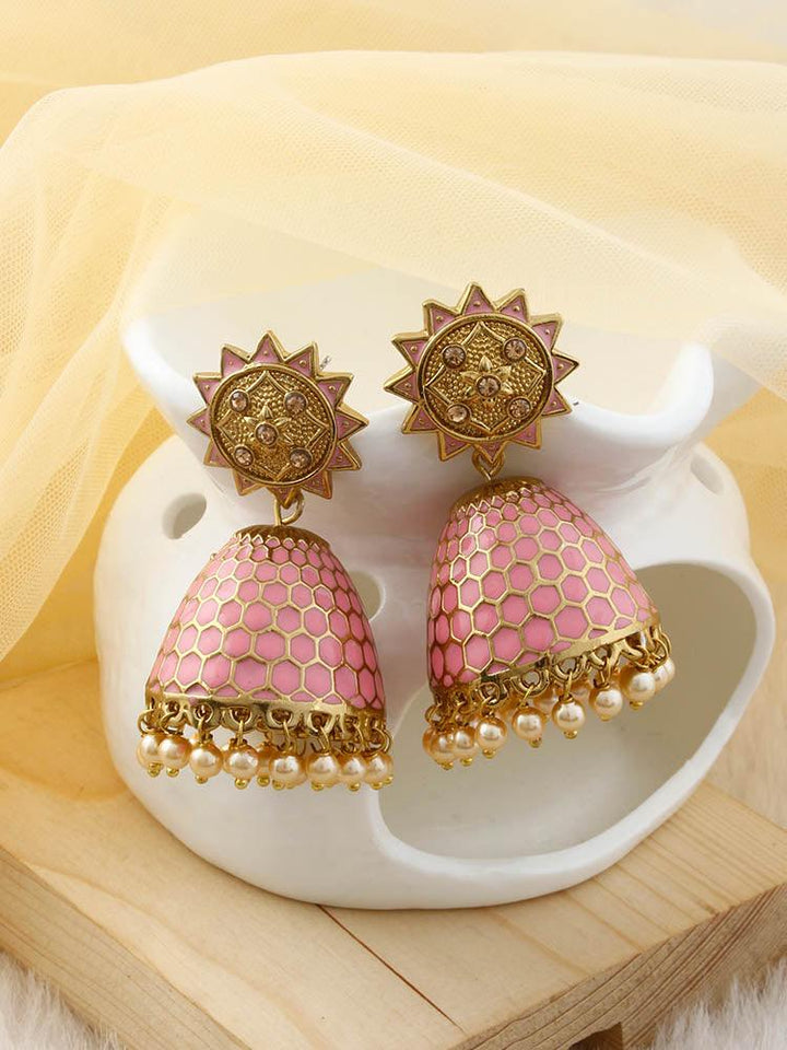Neon Pink Bell Jhumkis - Bling Bag