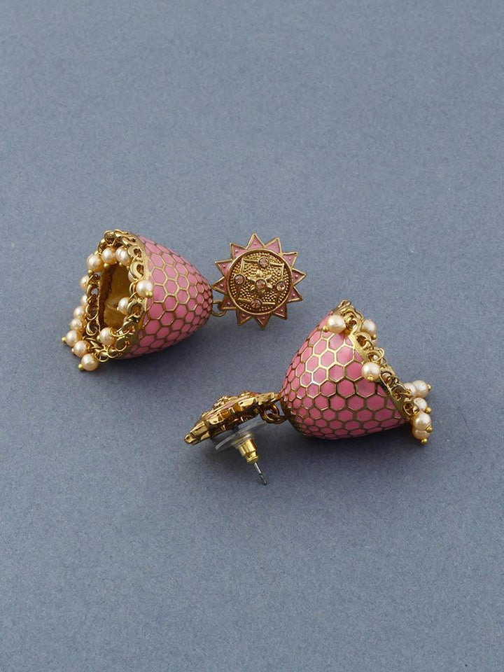 Neon Pink Bell Jhumkis - Bling Bag