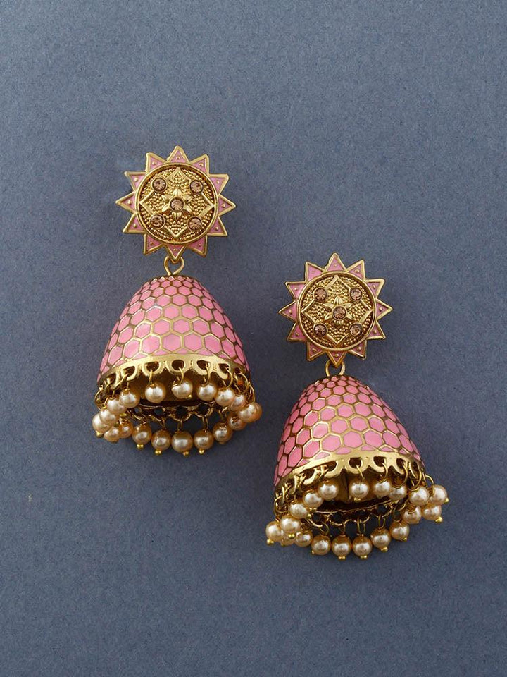 Neon Pink Bell Jhumkis - Bling Bag