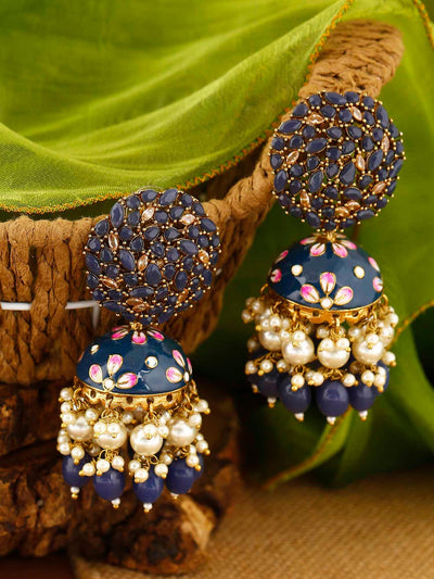 earrings - Bling Bag Navy Daliha Jhumki Earrings