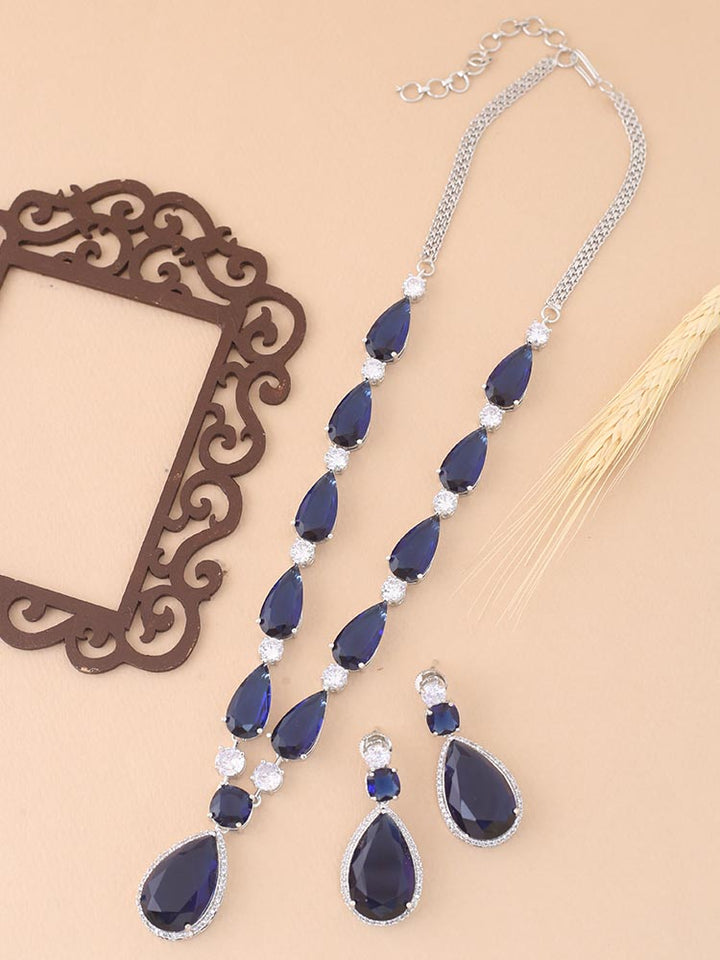 Navy Hanna Zirconia Jewellery Set