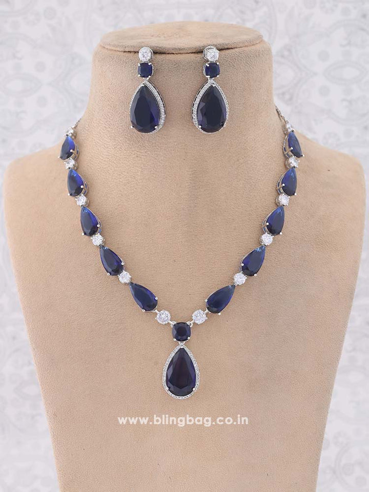 Navy Hanna Zirconia Jewellery Set