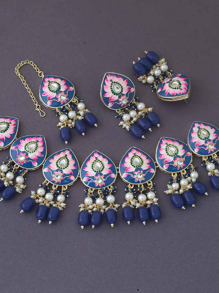 Navy Pradhnya Jewellery Set