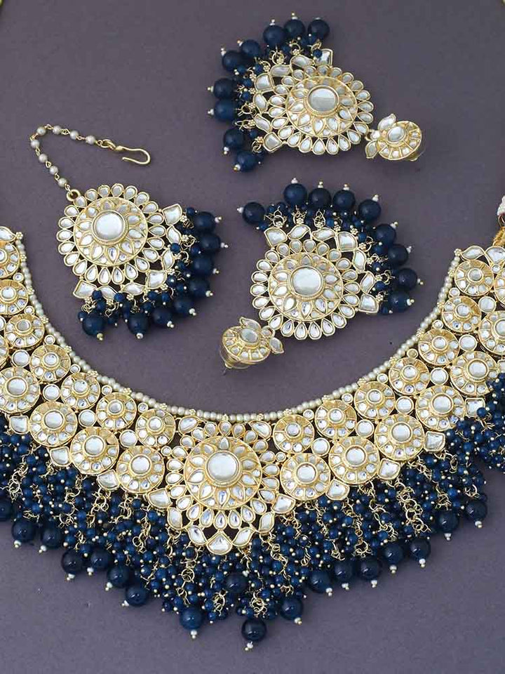 Navy Tvarika Jewellery Set - EOSS