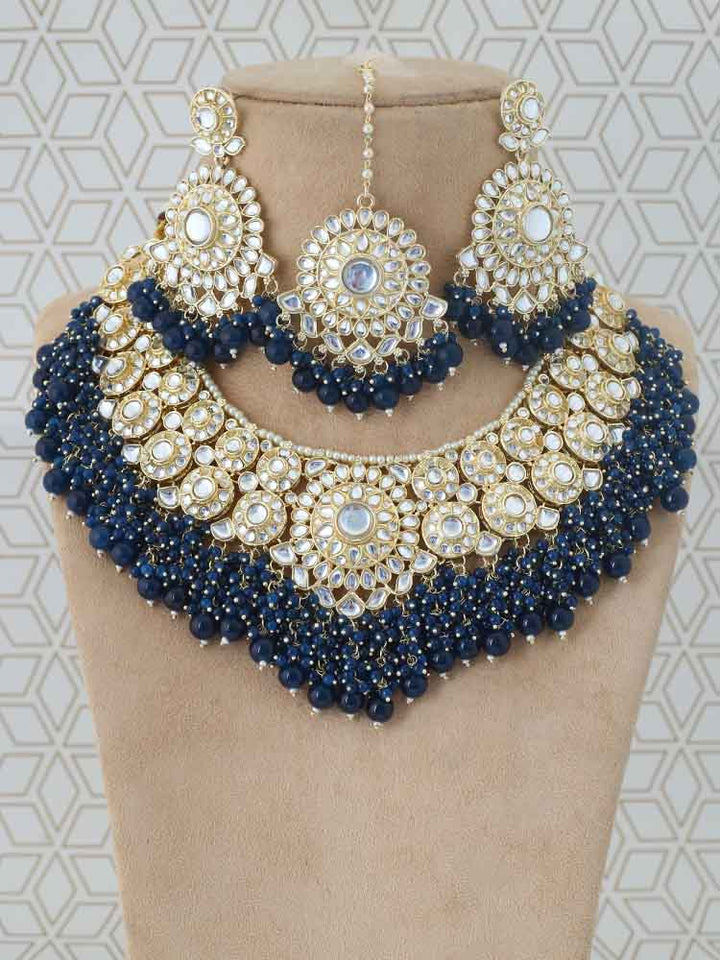 Navy Tvarika Jewellery Set - EOSS